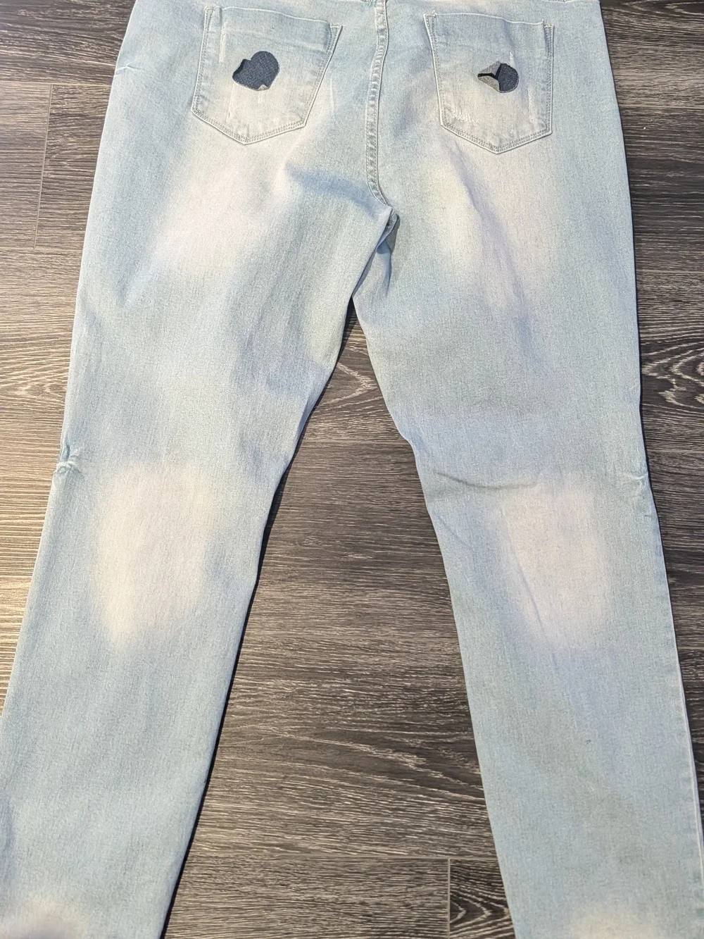 Blue Light-Wash Jeans with Heart & Star Patches